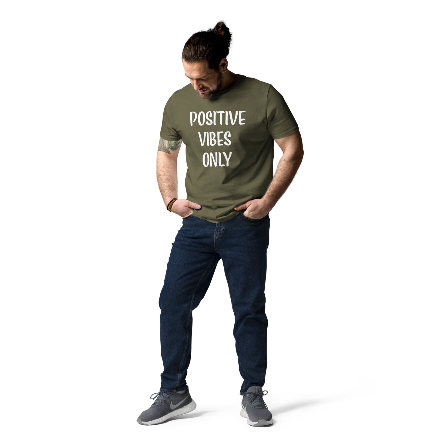 Unisex-Bio-Baumwoll-T-Shirt positive vibes only