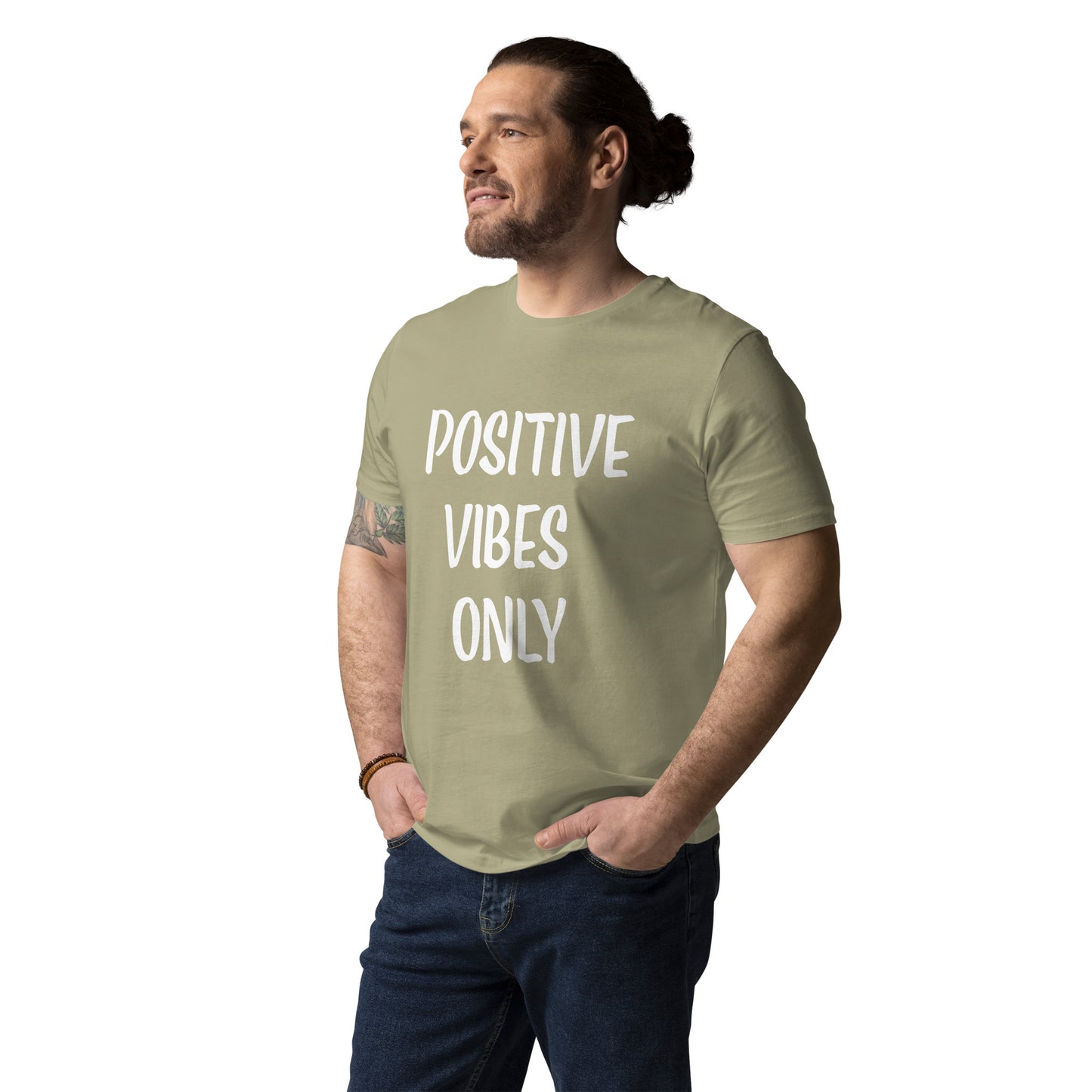 Unisex-Bio-Baumwoll-T-Shirt positive vibes only